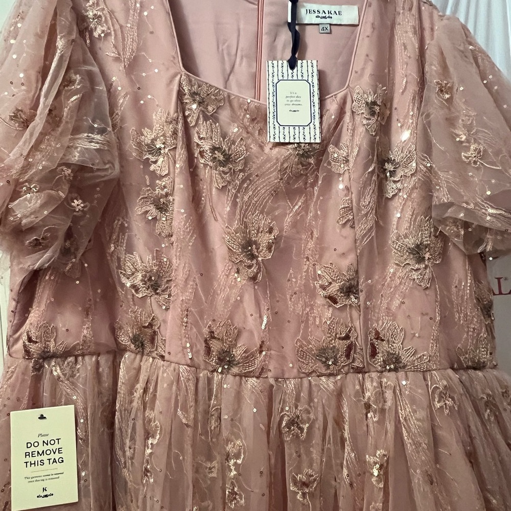JessaKae Blush Embroidered Kids Dress - Picture 2 of 5